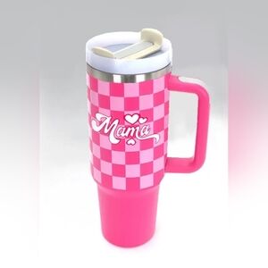 Mama Pink Checkered Stabley Type Cup- 40oz.